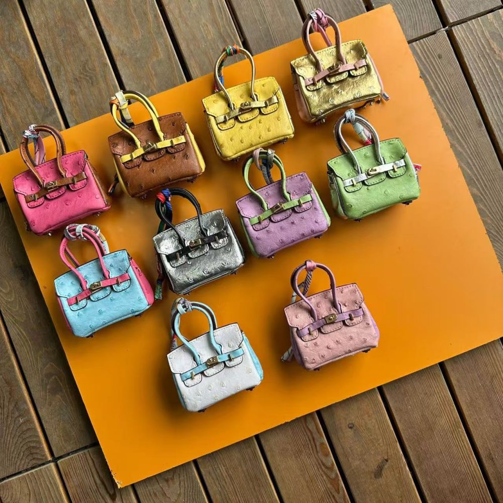 Color-block Ostrich-texture Birkin Bag